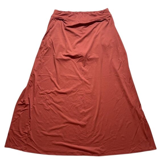 Halara High Waisted Decorative Buckle Split 2-in-1 Maxi Casual Skirt Sz XS Red - Picture 8 of 13